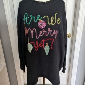 Torrid Black Sweater with Festive Embroidery